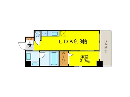 グランバース福島(1LDK/2階)の間取り写真