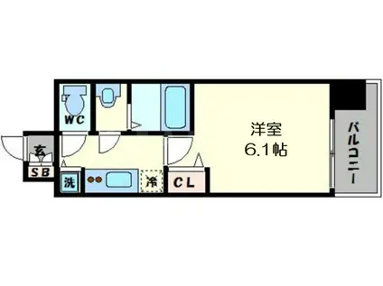 プレサンス玉造駅前(1K/7階)の間取り写真