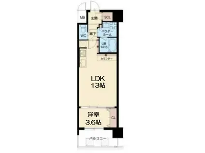 スプランディッド福島ウエスト(1LDK/5階)の間取り写真