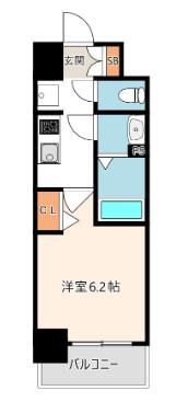 プレサンス大国町ブライス(1K/2階)の間取り写真