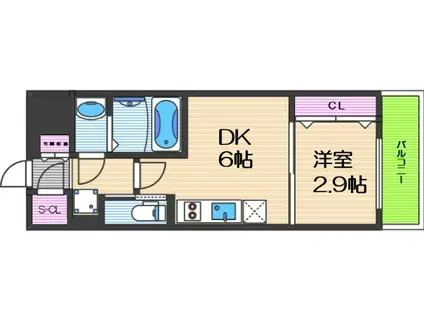 ファーストフィオーレ天王寺(1DK/2階)の間取り写真