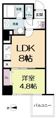 RISING MAISON 本町橋(1LDK/5階)の間取り写真