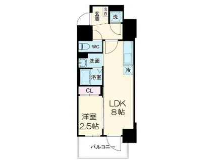 エスリードレジデンス本町パークフロント(1LDK/4階)の間取り写真