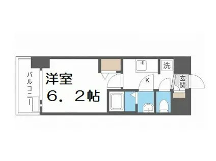 プレサンス難波インフィニティ(1K/2階)の間取り写真