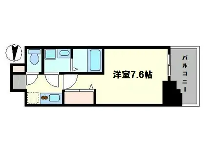 ジアコスモ大阪城南Ⅱ(1K/8階)の間取り写真