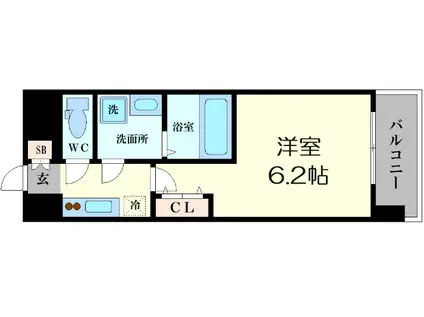 エスリードレジデンス大阪難波(1K/12階)の間取り写真