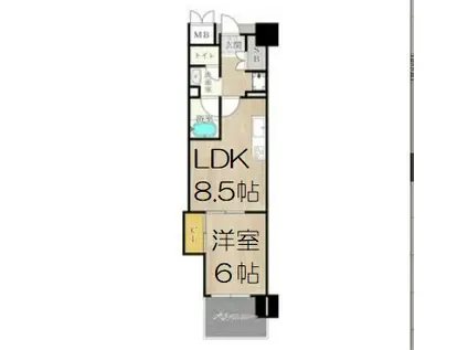 マスターズレジデンス道頓堀II(1LDK/3階)の間取り写真