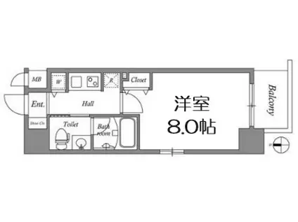 ISM谷町六丁目(1K/5階)の間取り写真