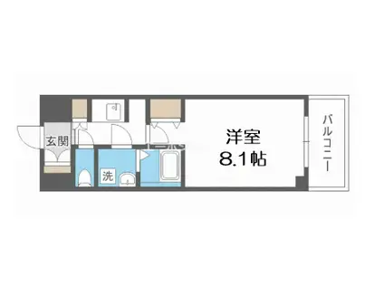 ウィルテラスなんば南(1K/5階)の間取り写真