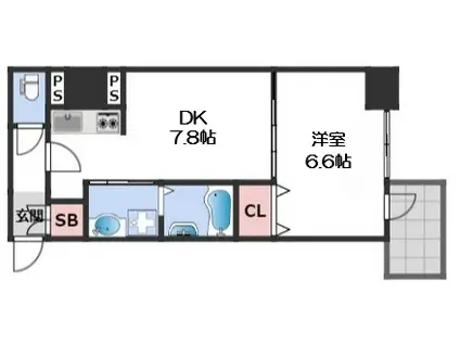 サムティ難波グレイス(1DK/5階)の間取り写真