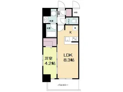 METROSA京町堀(1LDK/8階)の間取り写真