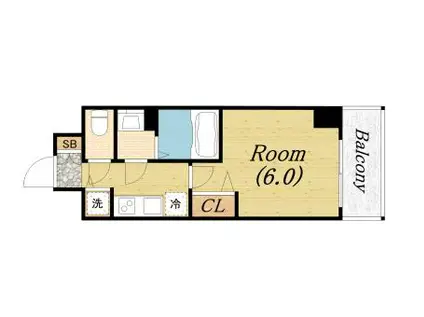 プレサンス江戸堀(1K/3階)の間取り写真