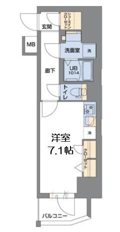 METROSA谷町六丁目サウス(ワンルーム/9階)の間取り写真