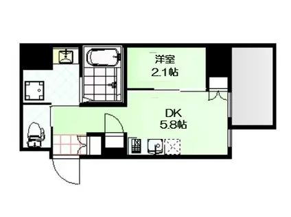 ソルテラス阿波座ウィズ(1DK/6階)の間取り写真