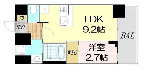 プレサンス九条グランデリーヴ(1LDK/14階)の間取り写真