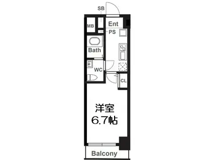 SERENITE本町REFLET(1DK/15階)の間取り写真
