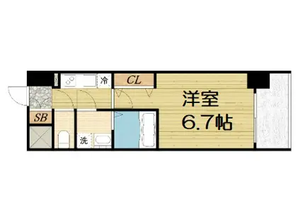 QUINTET NAMBA(1K/6階)の間取り写真