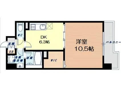 グランドゥール敷津(1DK/4階)の間取り写真