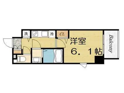 プレサンス上町台クレスト(1K/14階)の間取り写真