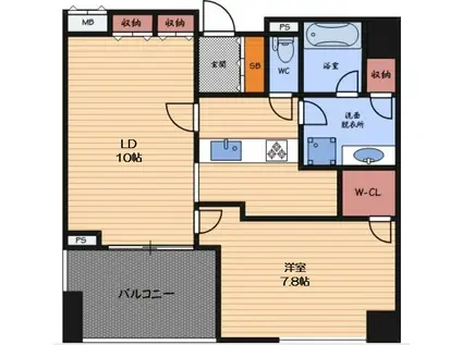 アーデンタワー福島ウエスト(1LDK/8階)の間取り写真