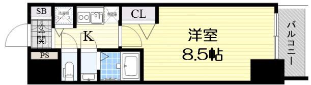 プライムアーバン御堂筋本町(1K/2階)の間取り写真