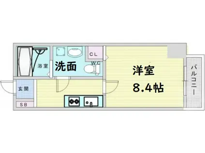 R SQUARE 東天満(1K/6階)の間取り写真
