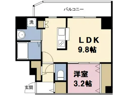 パークフラッツ野田阪神駅前(1LDK/9階)の間取り写真