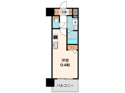 MELDIA CREST NAMBA SOL TERRACE(ワンルーム/10階)の間取り写真