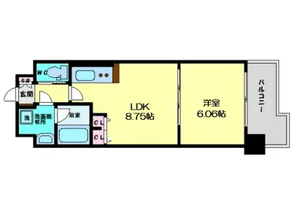 グランシス天満橋(1LDK/10階)の間取り写真