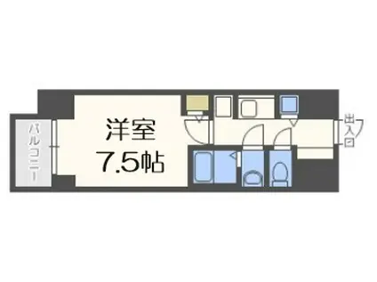 S-RESIDENCE難波BRILLER(1K/9階)の間取り写真