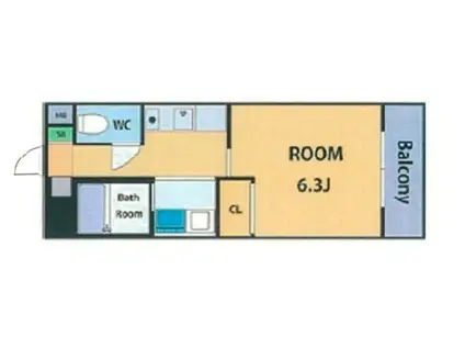 シェモア桜川(1K/7階)の間取り写真