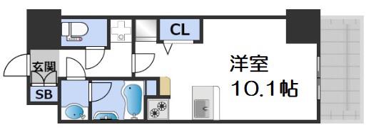 MELDIA CREST TAPP NAMBA ウエスト(ワンルーム/13階)の間取り写真