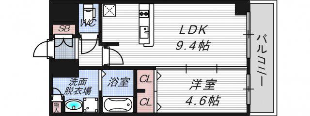 プレサンス立売堀パークシティ(1LDK/14階)の間取り写真