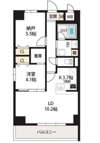 ベルンガーデン勝山北(2LDK/8階)の間取り写真