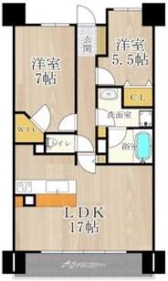 CITY SPIRE難波グレイス(2LDK/12階)の間取り写真