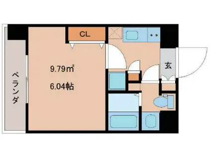 PARK HILLS難波南 HANEUL(1K/3階)の間取り写真