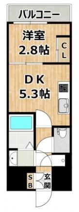 SERENITE本町REFLET(1DK/4階)の間取り写真