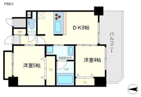 アーデンタワー本町イースト(2DK/13階)の間取り写真