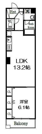 ブラービ南船場(1LDK/10階)の間取り写真
