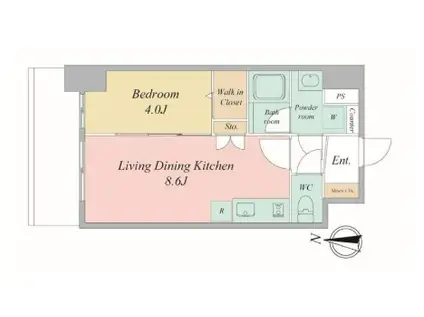 エスリードレジデンス大阪谷町ザ・マークス(1LDK/8階)の間取り写真