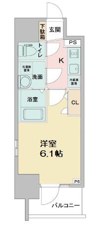 エスリードレジデンス大阪本町(1K/11階)の間取り写真