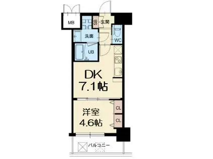 スプランディッド新大阪キャトル(1DK/12階)の間取り写真