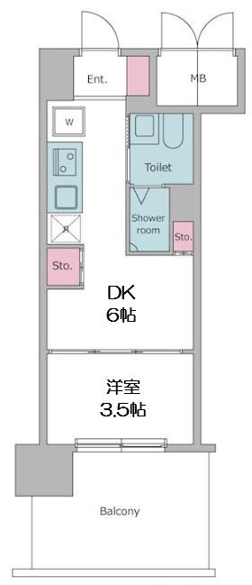 J.GRAN COURT京町堀(1DK/4階)の間取り写真