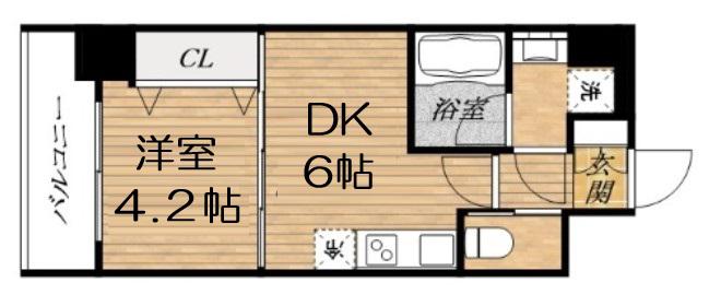 スプランディッド安土町(1DK/9階)の間取り写真
