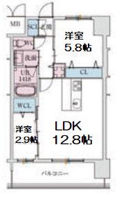 スプランディッドライズ新大阪ノース(1SLDK/5階)の間取り写真