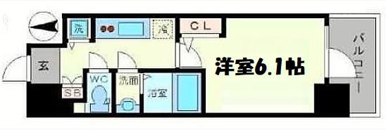 エスリード松屋町サウス(1K/8階)の間取り写真