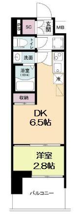 セレニテ難波グランデノール(1DK/11階)の間取り写真