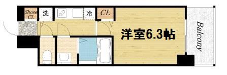 プレサンスOSAKA DOMECITYワンダー(1K/9階)の間取り写真