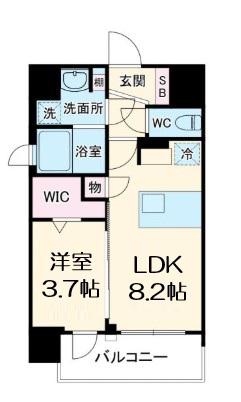 プランドール新北野(1LDK/7階)の間取り写真