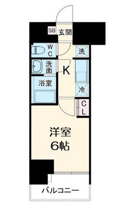 プランドール新北野(1K/8階)の間取り写真